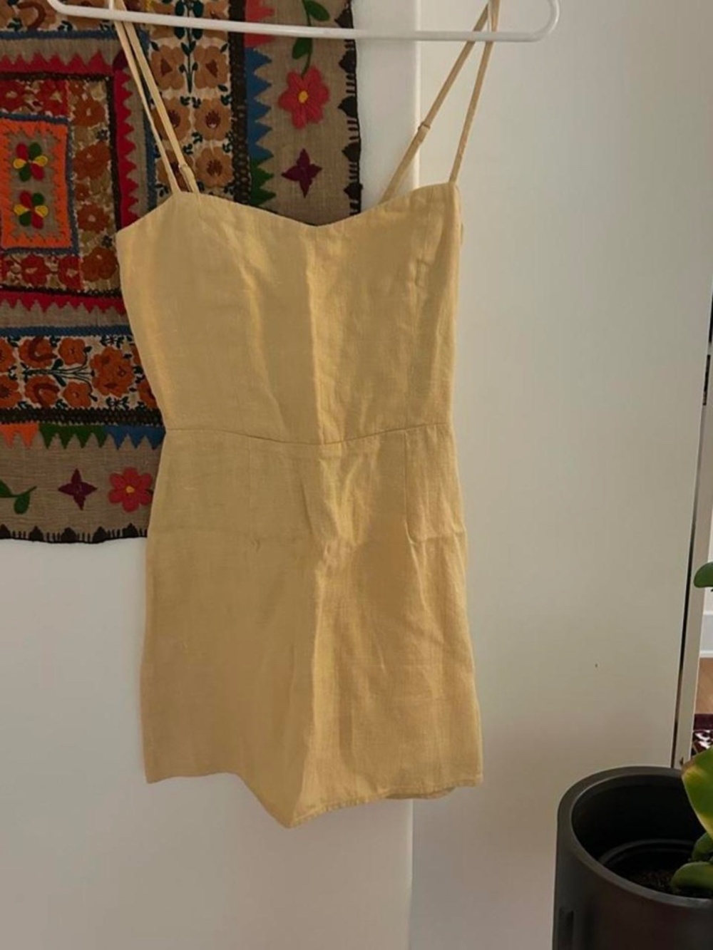 Reformation Yellow Linen Mini Dress Back Zip Size 0